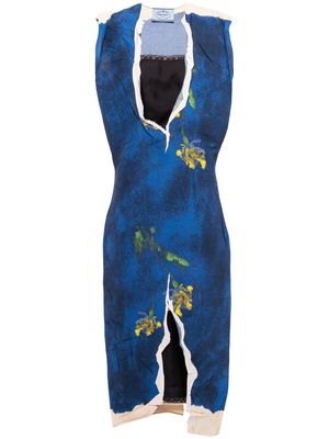 Prada floral-print sheath dress - Blue