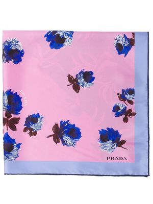Prada floral-print silk scarf - Pink