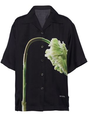 Prada floral-print silk twill shirt - Black
