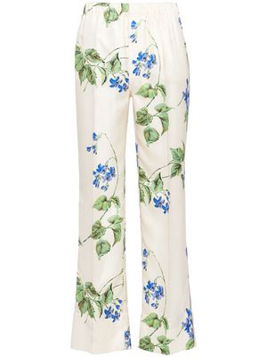 Prada floral twill trousers - White