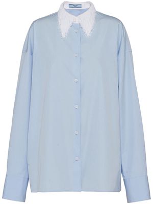 Prada fringed-collar shirt - Blue