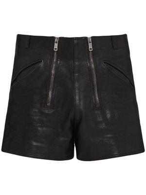 Prada front-zip leather shorts - Black