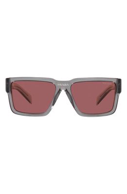 Prada Fume 56mm Rectangular Sunglasses in Crystal