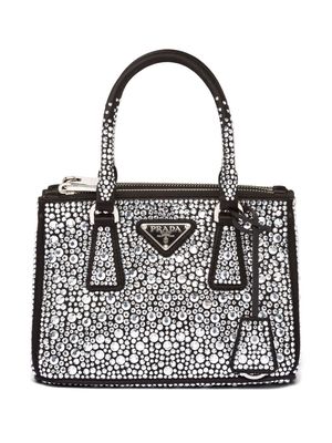 Prada Galleria crystal-embellished satin mini bag - Black