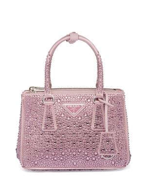Prada Galleria crystal-embellished satin mini bag - Pink