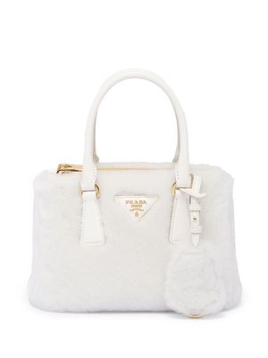 Prada Galleria shearling tote bag - White