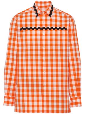 Prada gingham check-print cotton shirt - Orange