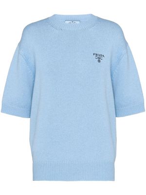 PRADA half-sleeves cashmere jumper - Blue