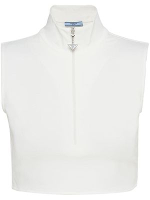 Prada half-zip sleeveless crop top - White
