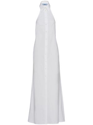 Prada halterneck cotton shirtdress - White