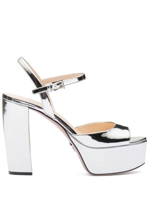 Prada high-heeled patent leather sandals - Silver