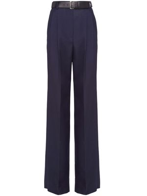 Prada high-waist pleated wool trousers - Blue