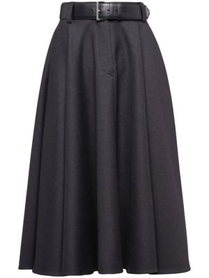 Prada high-waisted belted wool skirt - Grey