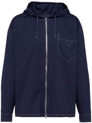 Prada hooded cotton overshirt - Blue
