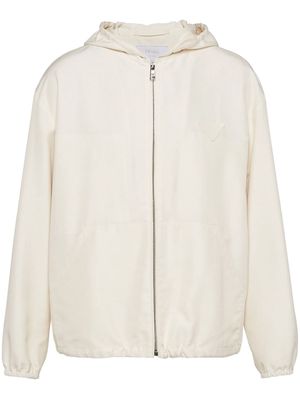 Prada hooded silk jacket - Neutrals