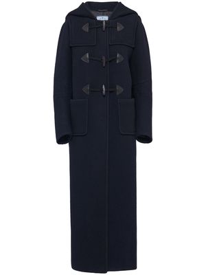 Prada hooded wool coat - Blue
