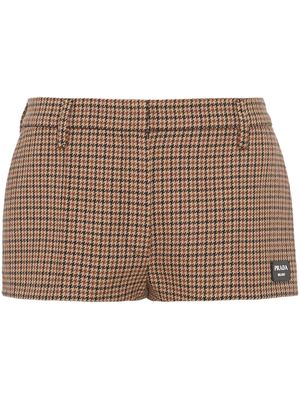 Prada houndstooth-pattern mini shorts - Brown