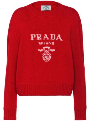 Prada intarsia-knit logo jumper - Red