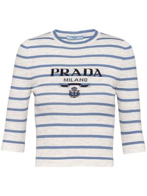 Prada intarsia-knit logo knitted top - Grey