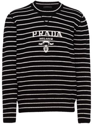 Prada intarsia-knit logo striped jumper - F0967 BLACK/WHITE