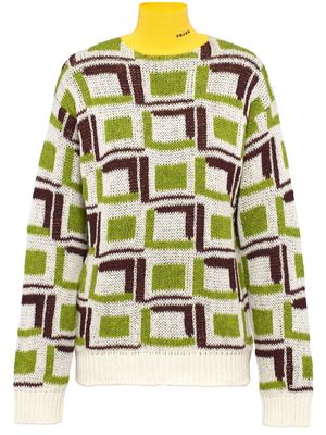 Prada intarsia knit turtleneck wool sweater - Green