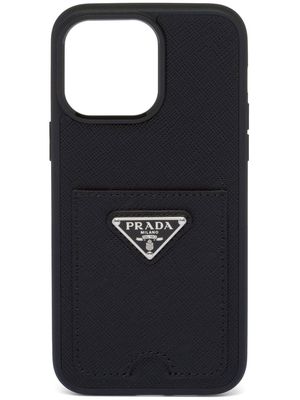 Prada iPhone 14 Pro Max leather case - Black