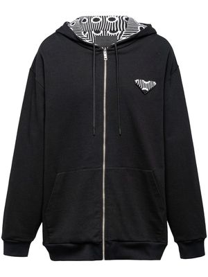 Prada jacquard lining zipped hoodie - Black