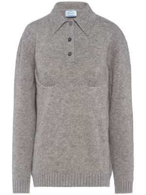 Prada knitted cashmere polo jumper - Grey