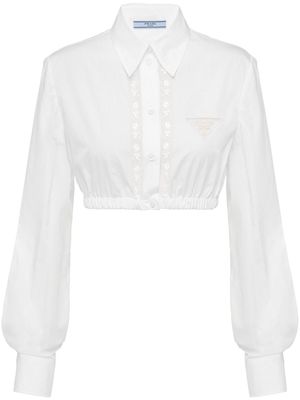 Prada lace-detail cropped shirt - White