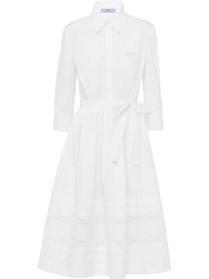 Prada lace-detailed shirt dress - White