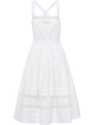 Prada lace-panel flared dress - White
