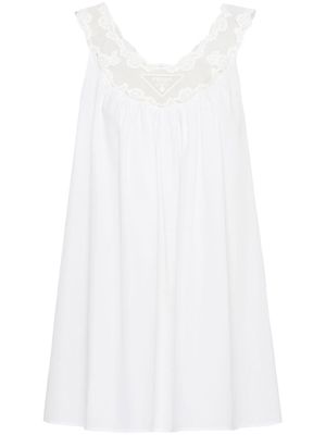 Prada lace-panel sleeveless dress - White