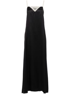 Prada lace-trimmed silk dress - F0002 BLACK
