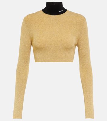 Prada Lamé cropped turtleneck sweater