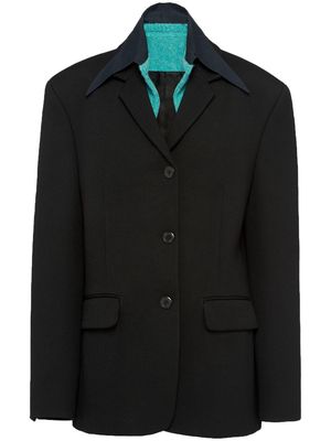 Prada layered-collar wool jacket - Black
