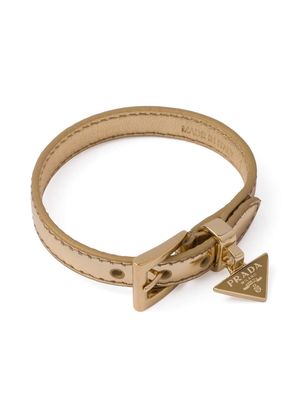 Prada leather logo-detail bracelet - Gold