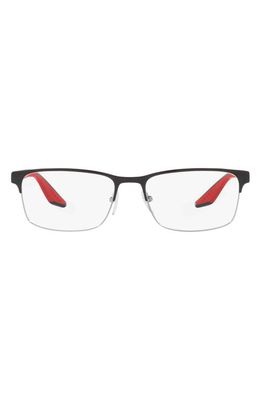 Prada Linea Rossa 55mm Rectangular Optical Glasses in Silver