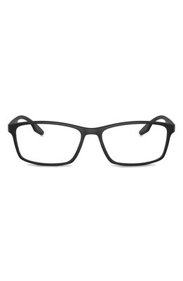 Prada Linea Rossa 56mm Rectangular Optical Glasses in Matte Black
