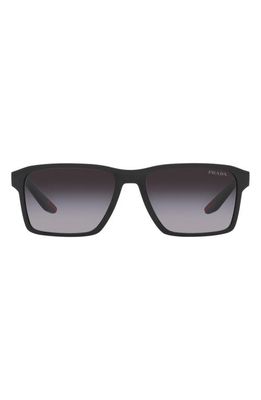 Prada Linea Rossa 58mm Gradient Rectangular Sunglasses in Black