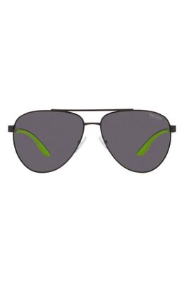 Prada Linea Rossa 61mm Aviator Sunglasses in Matte Black