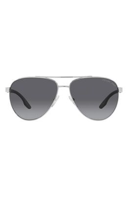 Prada Linea Rossa 61mm Polarized Aviator Sunglasses in Silver