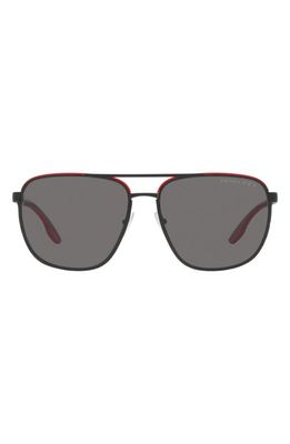 Prada Linea Rossa 62mm Polarized Oversize Pilot Sunglasses in Black Red