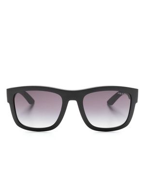 Prada Linea Rossa logo-debossed square-frame sunglasses - Black