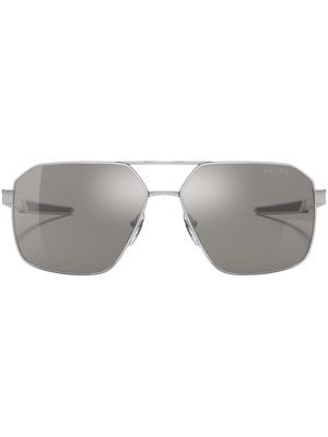 Prada Linea Rossa logo-print geometric sunglasses - Silver