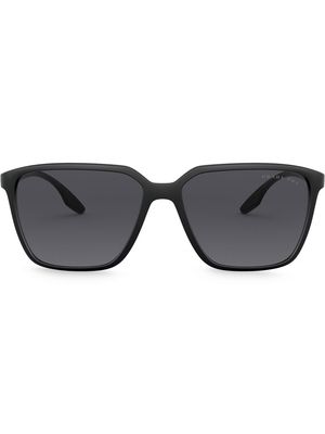 Prada Linea Rossa polarized rectangular-frame sunglasses - Black