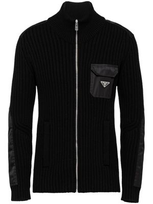 Prada logo-appliqué cashmere jumper - Black
