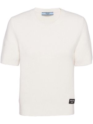 Prada logo-appliqué cashmere jumper - White