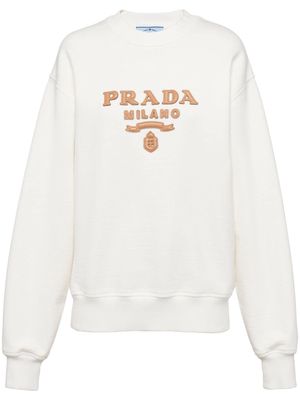 Prada logo-appliqué cotton sweatshirt - Neutrals
