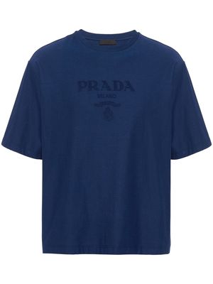 Prada logo-appliqué technical cotton T-shirt - Blue
