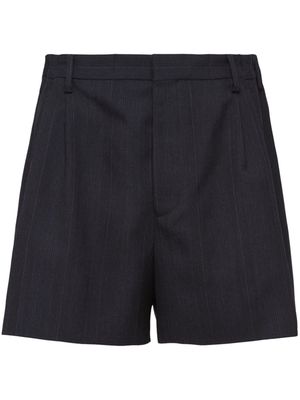 Prada logo-appliqué wool tailored shorts - Blue